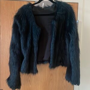 Faux Fur Jacket in Dark Teal